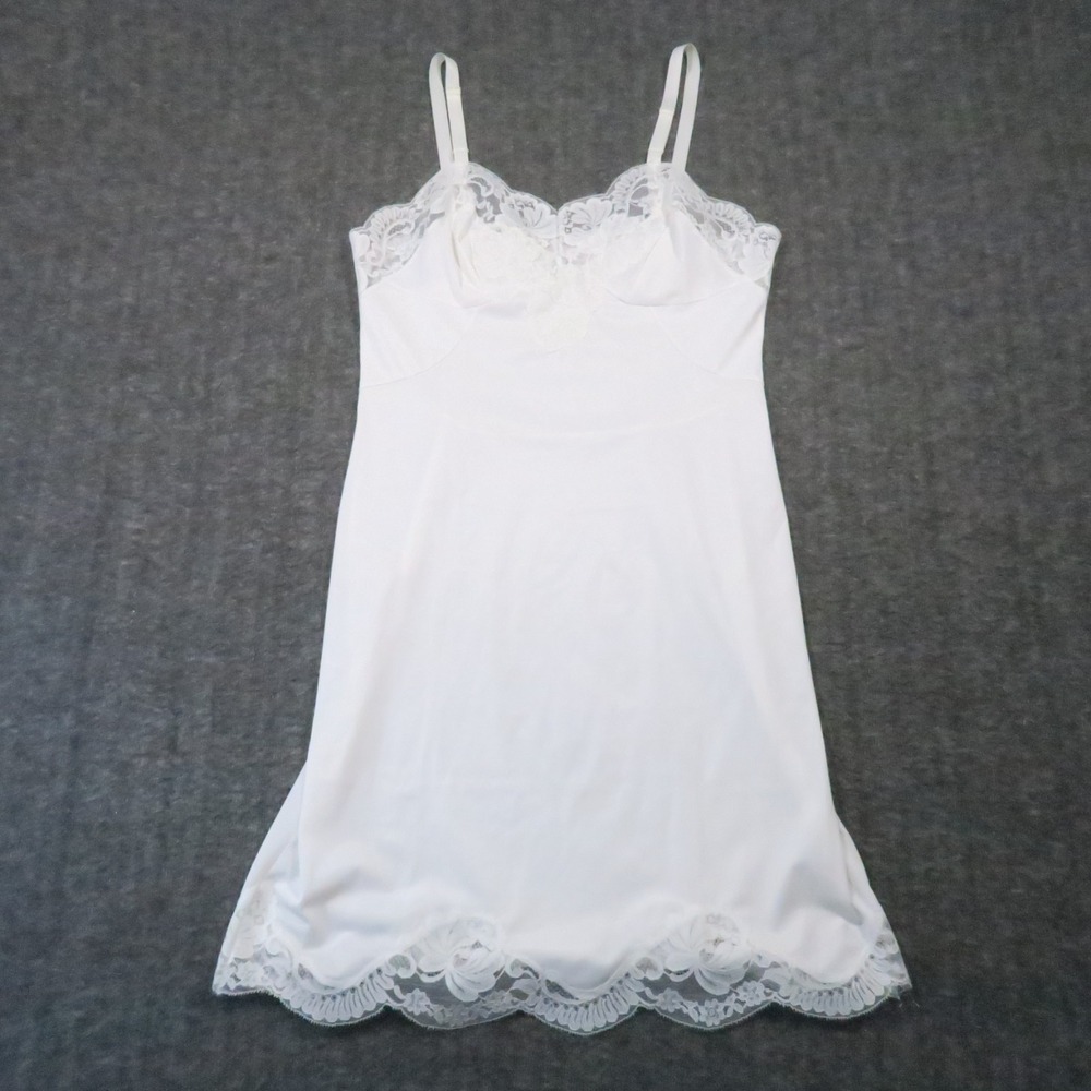 Sears The Doesn't Slip Full 34 Small White Lace Vintage Lingerie Romantic Sexy